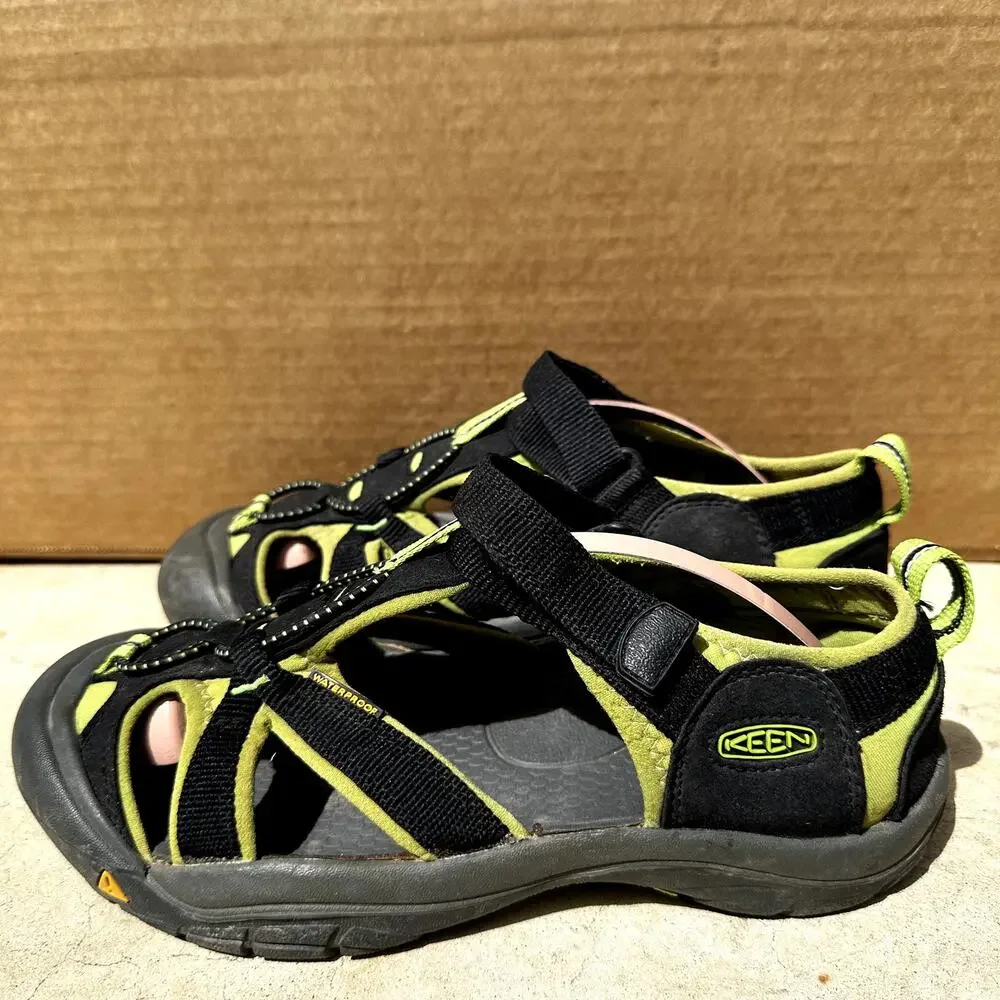 Keen Newport Sandals Hiking Closed Toe Waterproof Rubber Black Yellow Green 6